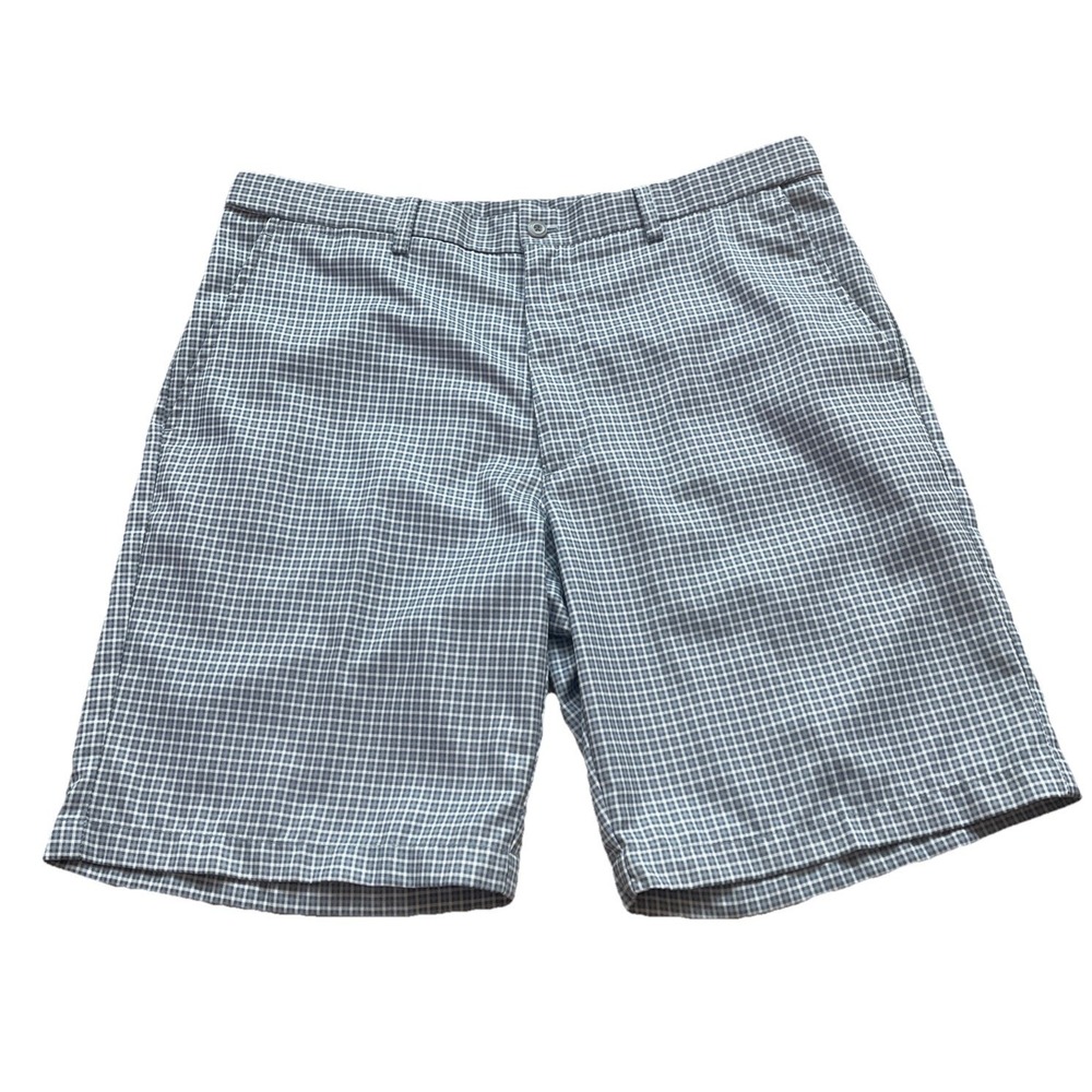 PGA TOUR Apparel Men's 36 Flat Front Mini Geo Print Golf Shorts Tradewinds Gray - Picture 1 of 5